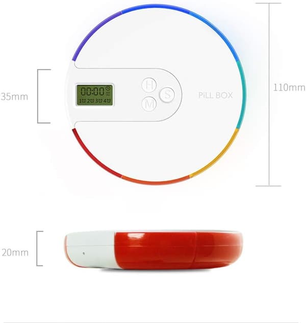 1 stk (Regnbue) Bærbar Elektronisk Digital Pilleboks Timer med
