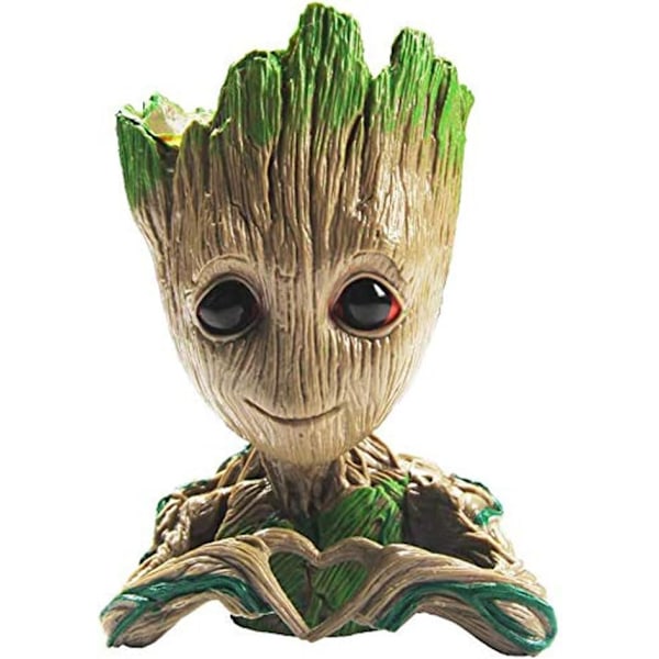 B-Best Baby Groot Pen Pot Træmand Penholder eller Blomsterpotte med Drænhul Perfekt til en Lille Sukkulenterplante