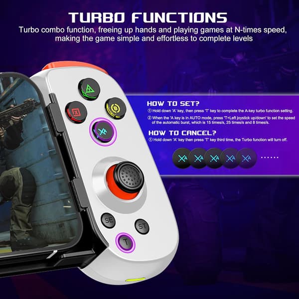 Trådlös handkontroll för iPad/iOS/Android/Tablet/PC/Switch, Telefon Spelkontroll Joystick för Xbox Cloud Gaming/PS Remote Play/Steam Link - Bluetooth
