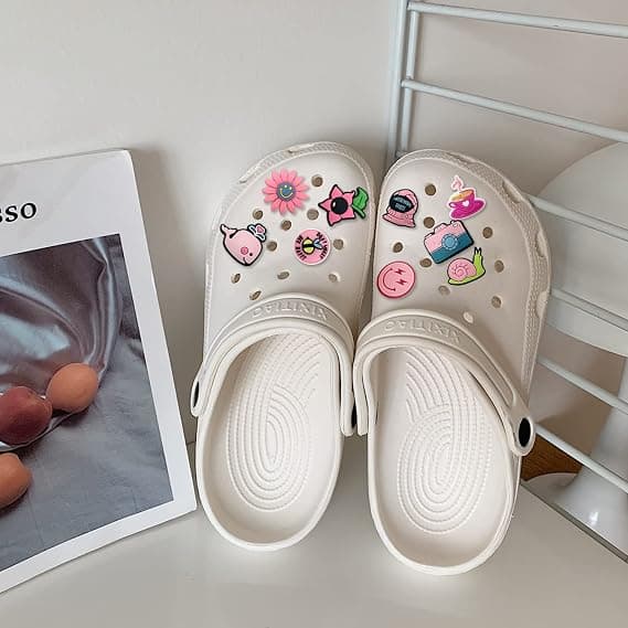 12 stykker rosa sko-pynt, klogsandaler-pynt, PVC sko-pynt
