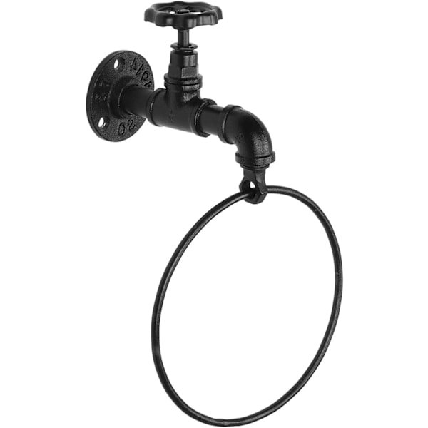 Veggmontert Rustikk Industriell Kran Design Svart Metall Serviettring