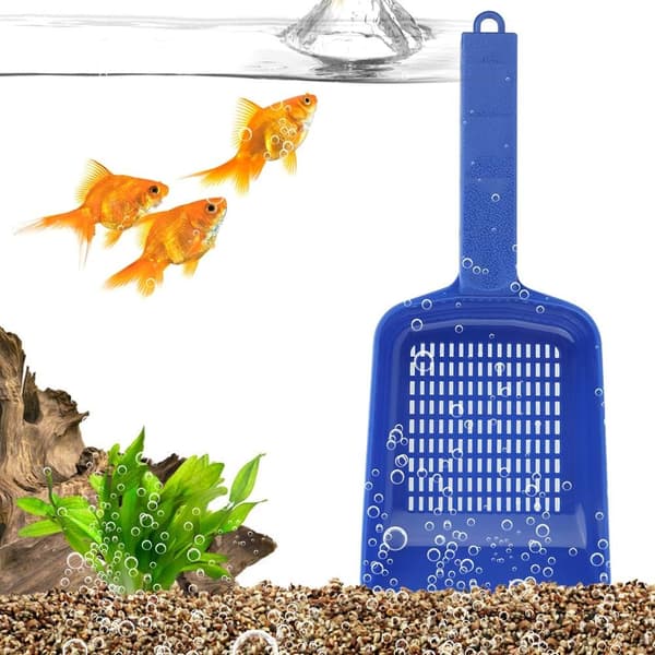 1 stk blå akvariumsand-spade plast multifunksjonell