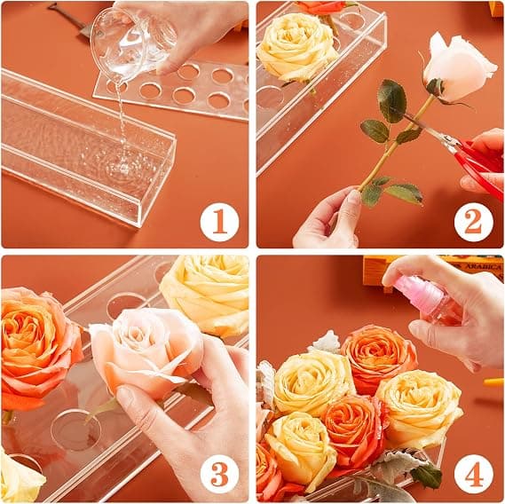Rektangulær klar akryl vase Blomsterbord midtpunkt hjem