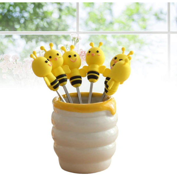 7 stk. silikone bi-cocktailpinde frugtpinde bento dessert mad appetitgafler