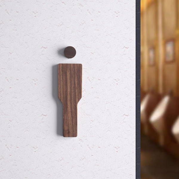 2 stk. toilet dør mænd og kvinder skilte i massivt træ