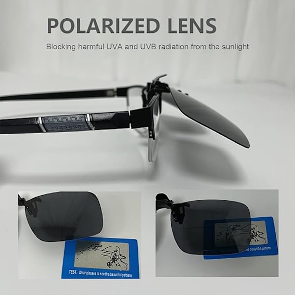 2-pack Clip-on Solglasögon Passar på Glasögon - Polariserad Uppfällbar