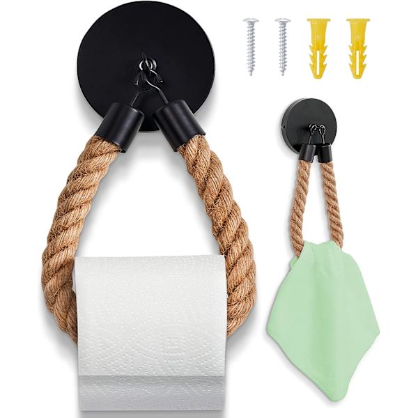 Vægmonteret Toiletpapirholder med Bor - Sort Toiletpapir