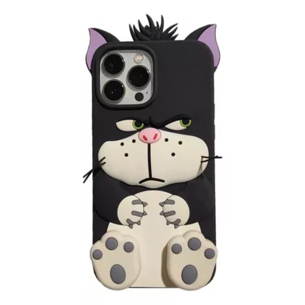 Ny Is Funda De Silicona Lucifer Cat For iPhone 16pro Max, Med Stativ