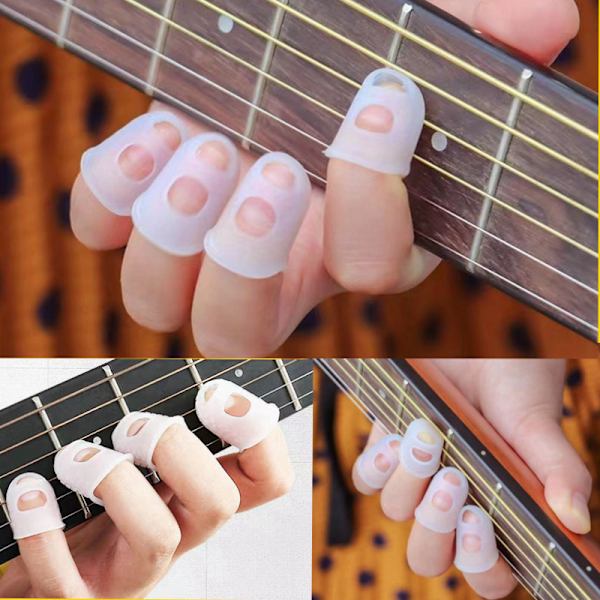 8 stycken gitarrfinger skydd i silikon, halkfria finger skydd för