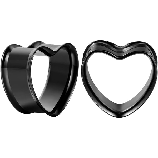 3 par örhängen i rostfritt stål (svart 10 mm), hjärtformade