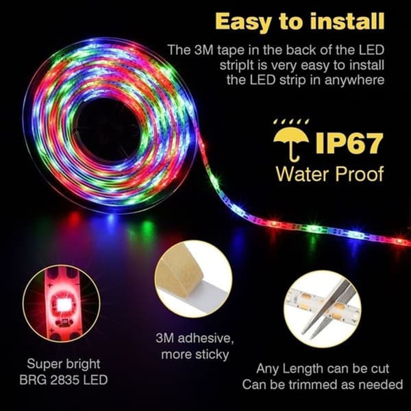 Solcelled LED-stripebånd - 3 m RGB
