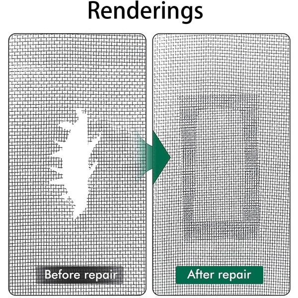 2M x 5CM (sort) Myggenet Reparationssæt Klæbende Myggenet