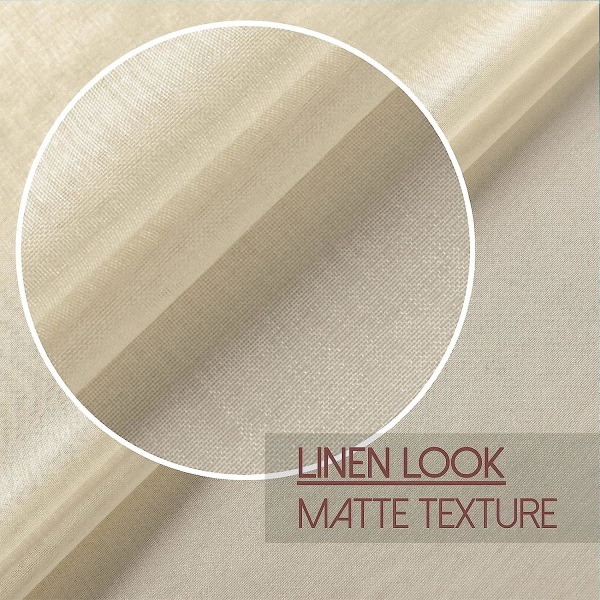 2 stk. Beige Voile Gardiner 140x250 cm Semi-Sheer Øje i Linned Effekt Hjemme Dekorationer til Stue Vindue Moderne Soveværelse Køkken Balkon