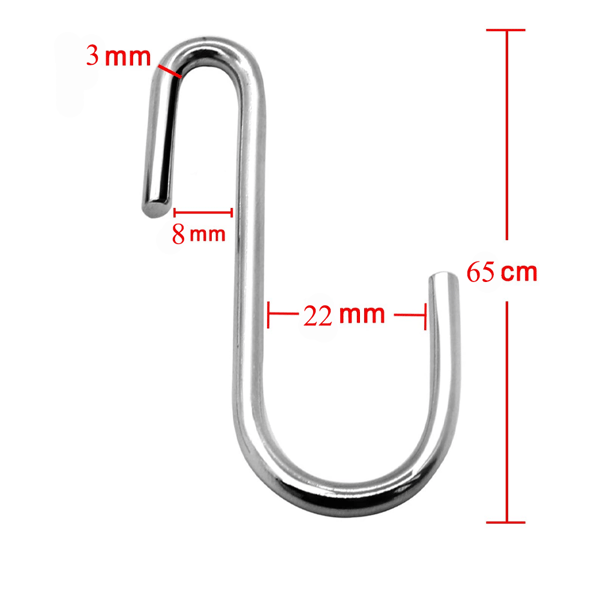 20-pack 6,5 cm Tunga S-formade Hängande Krokar för Kök
