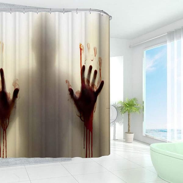 Halloween Duschdraperi - Skräck Blodiga Händer Duschdraperier