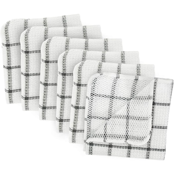 Dishcloths Collection Windowpane Disktrasa Set, 12x12, Vit/Grå Randig, 6-pack
