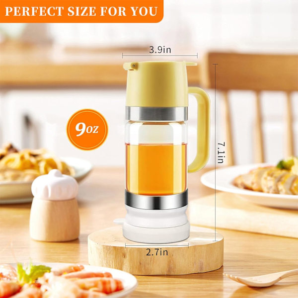 Honningdispenser, Dryppfri 9 OZ Klar Glass Honningkrukke Med Stativ, Honningbeholder Med Håndtak, Sirupdispenser For Kaffe Eller Te