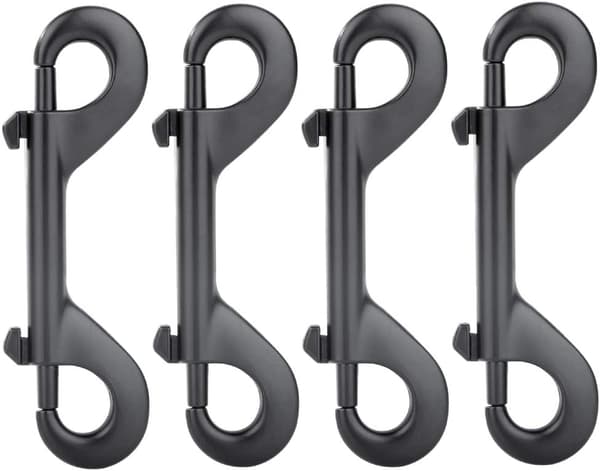 4-pack Nickelförkromade Zinklegering Karabinerhakar med Dubbelsidig Trigger
