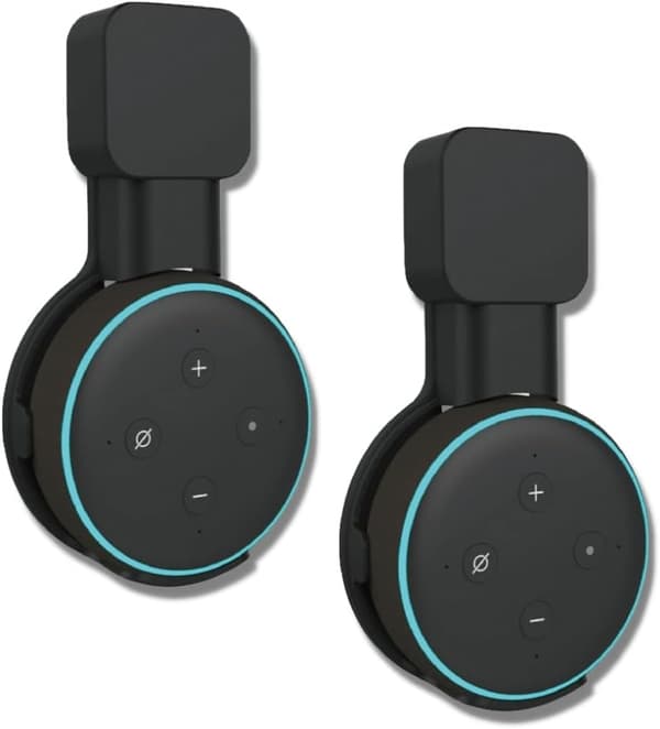 2X Svart Väggfäste för Echo Dot 3, Smart Hem Väggfäste