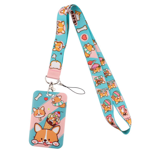 Søt corgi ID-kortholder med lanyard