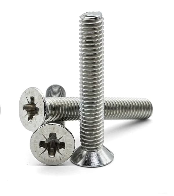 50-pakning M4 (4mm) x 8mm Flat Senket Dobbelthode Pozi