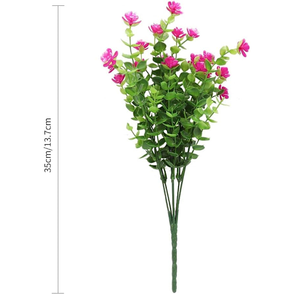 4 Pakker (Lilla Rød) Kunstige Blomster, Eucalyptus Plastik Lotus