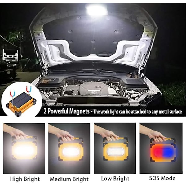 80W Latautuva Aurinkoenergialla Toimiva Rakennustyömaan LED-Valokeila, 4 Tilaa