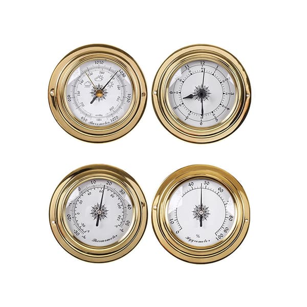 Bærbar Marine Wall Barometer Ur Meter Termometer Hygrometer Kit 4PC Golden