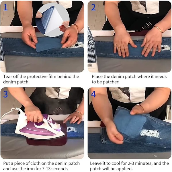 25 stk. stryge-på denim lapper, denim stof lap stryge-på denim lap til tøj, jeans, jakker, tasker