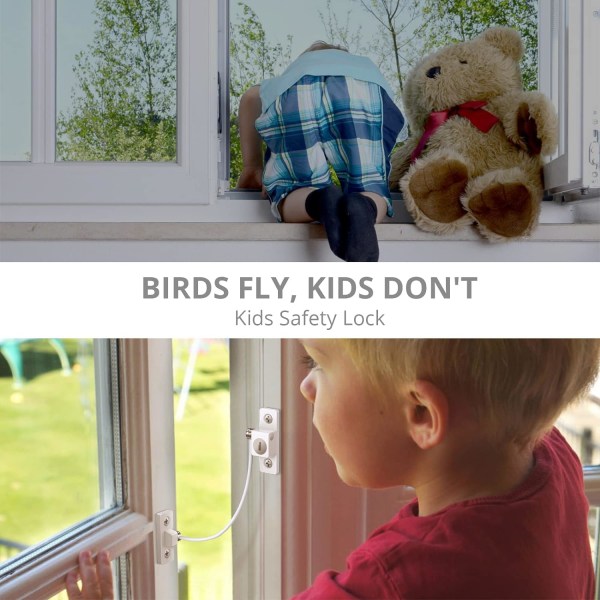 2 stk Populære Baby Sikkerhedsvinduesåbnere med skruer og nøgler