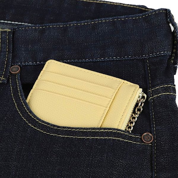 Smal Minimalistisk Plånbok med Dragkedja - Gul - One Size