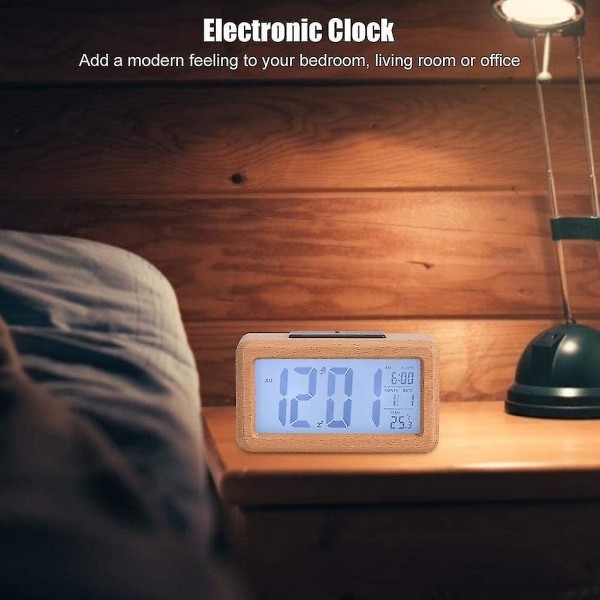 Träklocka - Digital väckarklocka Trä LED-väckarklocka med