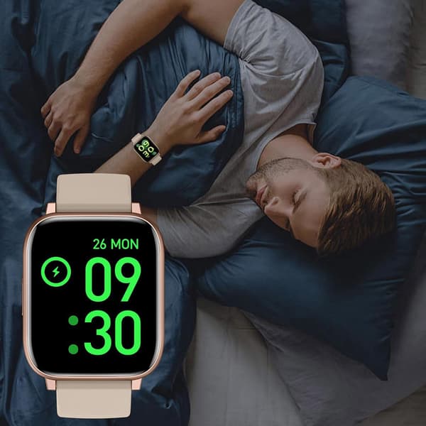 Smartklocka för Män Kvinnor (Svara/Ring Samtal), HD 1.77\" för Android iOS (Beige)
