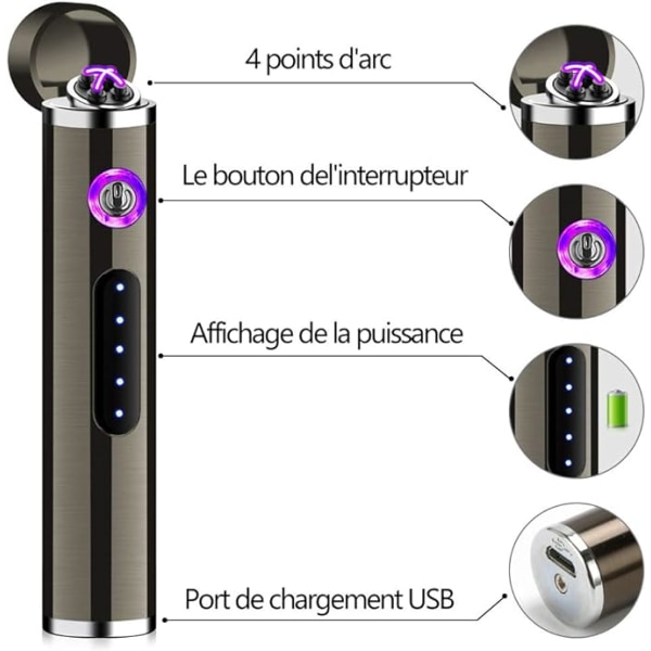 Elektrisk lighter, USB-oppladbar lighter, buelighter med