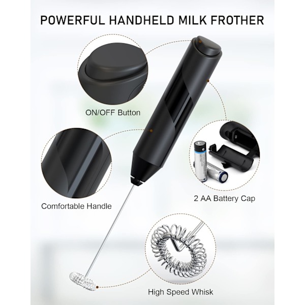 1 elektrisk håndholdt visp Drikkeblender Mini skummaskin for varm sjokolade Lapu latte