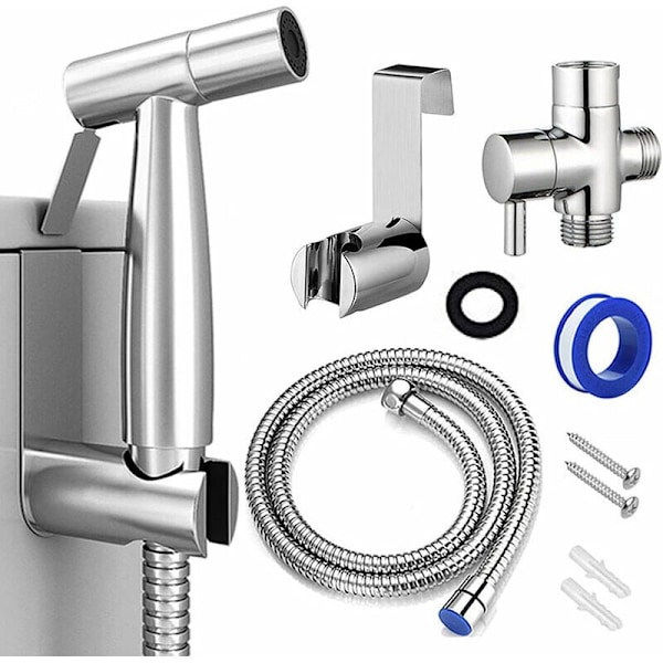 Toilet Spray Håndbruser Bidet Rustfrit Stål - med 3-vejs Ventil