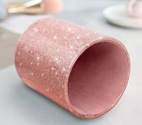 (roségull) glitrende PU-kutt pennboks pennboks for kvinner