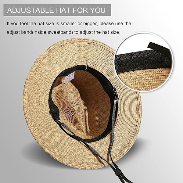 Kvinnor Retro Stil Bred Brätte Halm Packable Rulla upp Hatt Fedora Bea