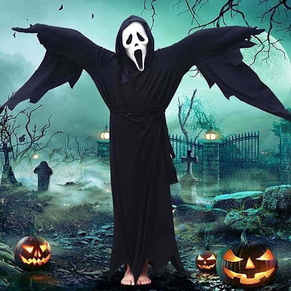 Lapsen Scream-asu naamion kanssa Ghostface-asu korkeudelle 185cm