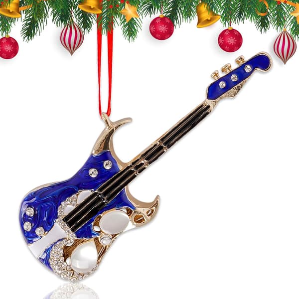 Gitar Julepynt 2024 - Blå Gitarpynt til Juletreet - Gitargaver Minne for Musikk Gitarspillere