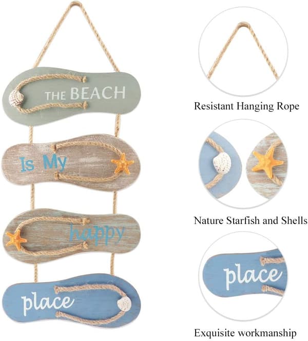 1 kpl Nautical Beach Flip Flop -puinen seinäkoriste