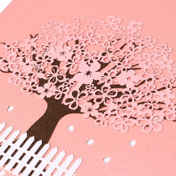Pop up 3D-kort, födelsedag inbjudan bröllop 3D körsbärsträd