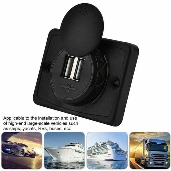 1 st svart bilbussmodifiering, biluppladdning, dubbla USB-laddare,