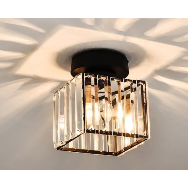Nordisk soverom taklampe svart krystall firkantet stripe tak