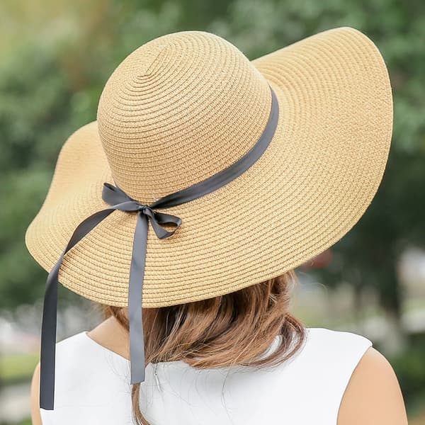 Damer Stråhat Sommer Strand Solhat, Flip Flop Foldbar Stor