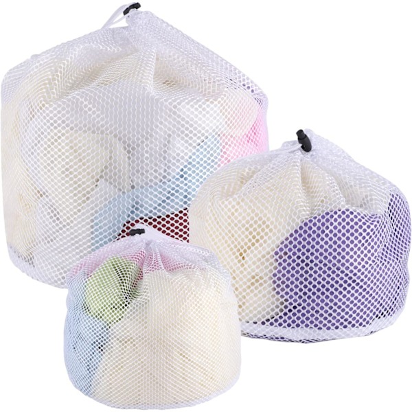 3-pack Tvättråd, Tvättsäckar med dragsko Återanvändbar Mesh