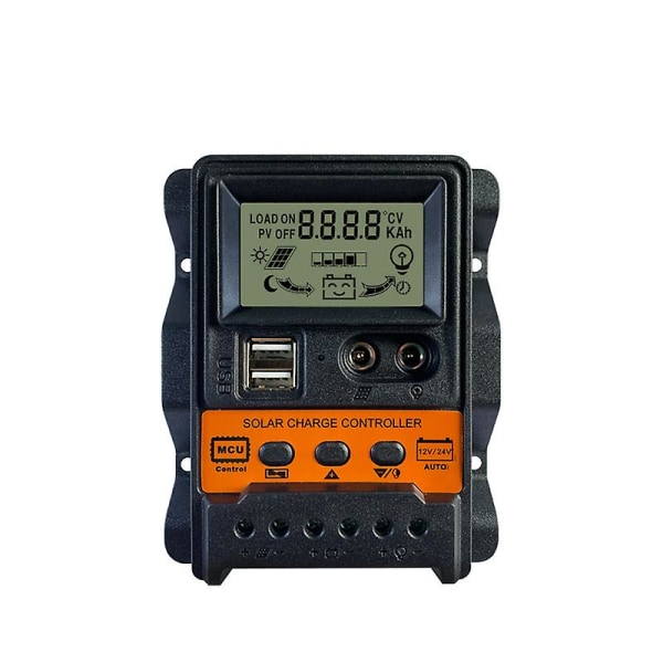 10A solcellelader 12v24v solpanel batterilader regulator auto 2 Usb Lcd-skærm