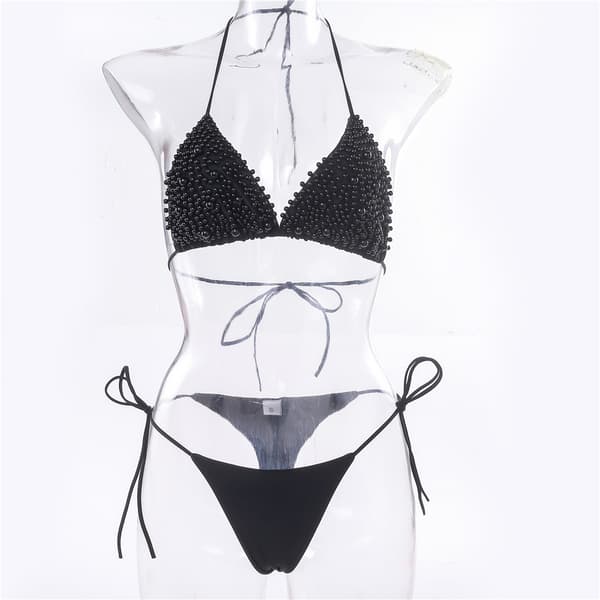 Perle bikini badetøj (sort, M bryst 80 - 88cm) Kvinder Bikini