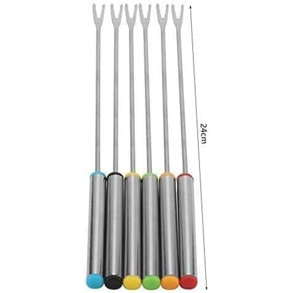 6 stk. Gaffler, Rustfrit Stål Fondue Gaffler, Chokolade Fondue Gaffler