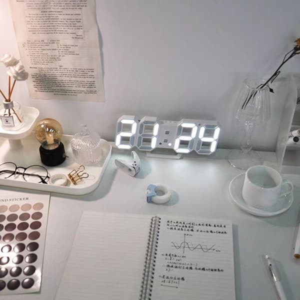 3D LED Digital Väggklocka Liten Väckarklocka Heminredning Tyst